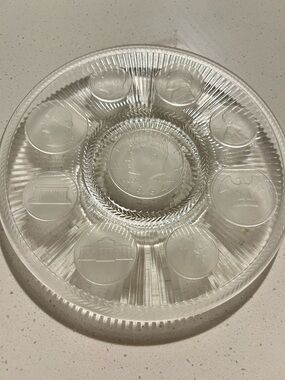 Vintage 1964 United States Coin Glass Plate Kennedy Half Dollar Frosted 8.5"